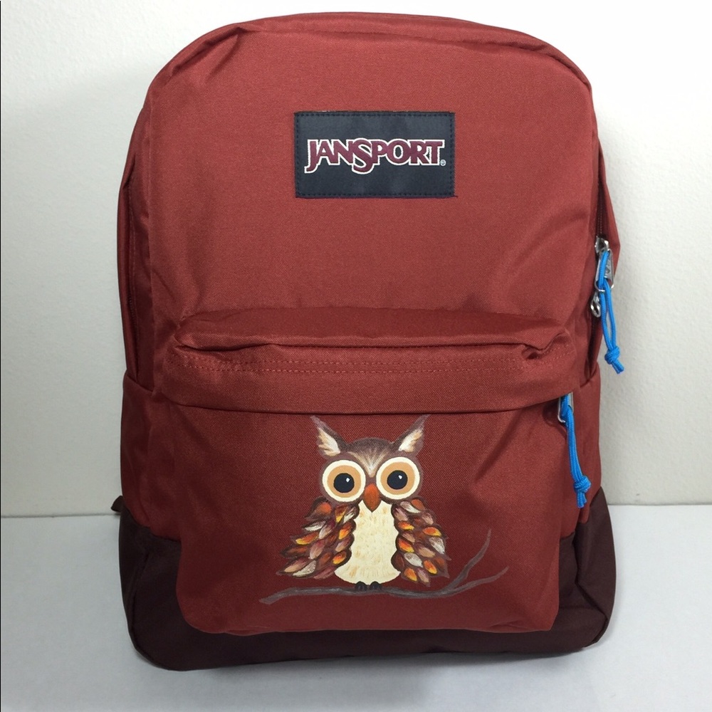 JanSport SuperBreak Backpack with Hand Painted Owl